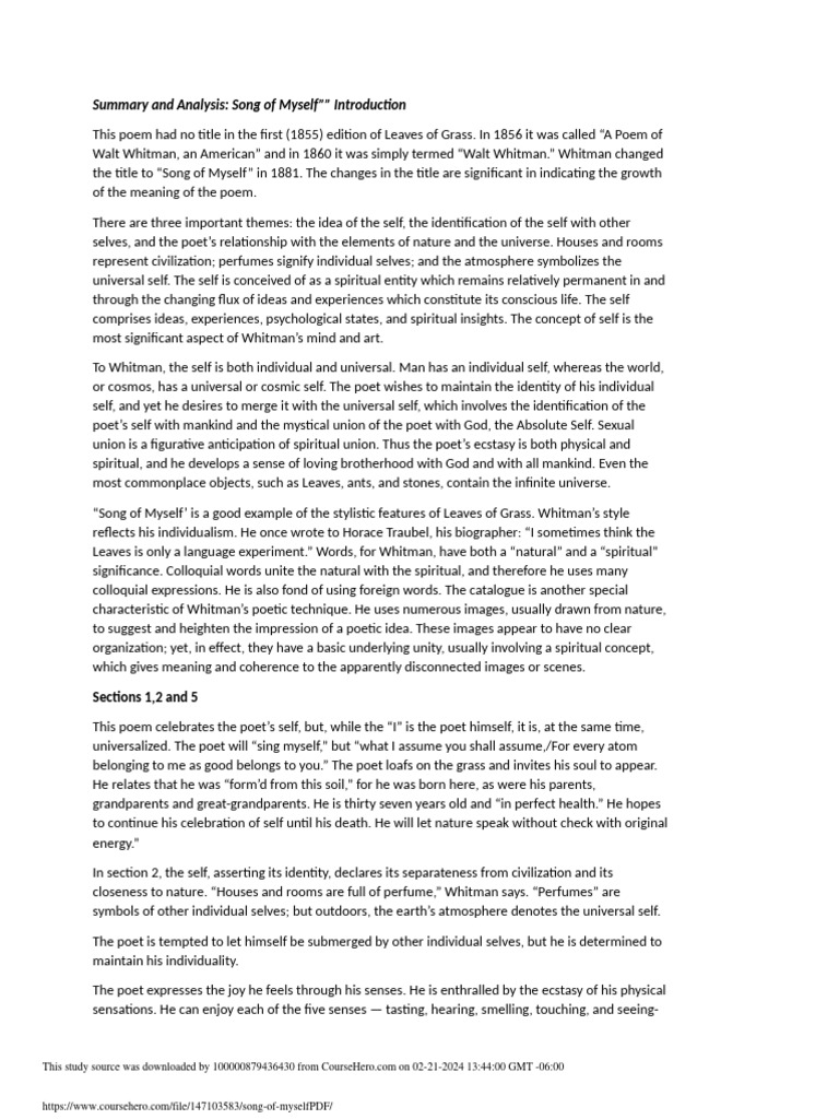 Song of myself pdf download free pdf walt whitman poetry