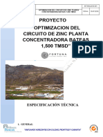 1 Especificacion de Optimizacion Del Circuito de Zinc Planta Concentradora 1500 TMSD