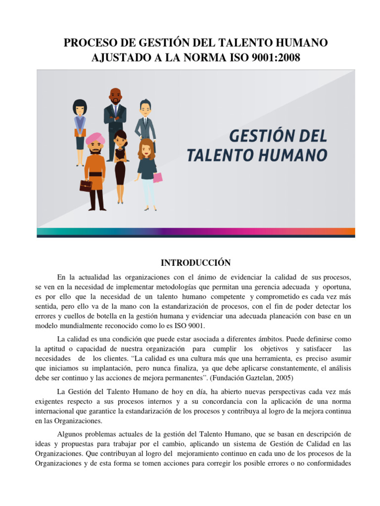 Proceso de Gestión Del Talento Humano Ajustado A La Norma PDF