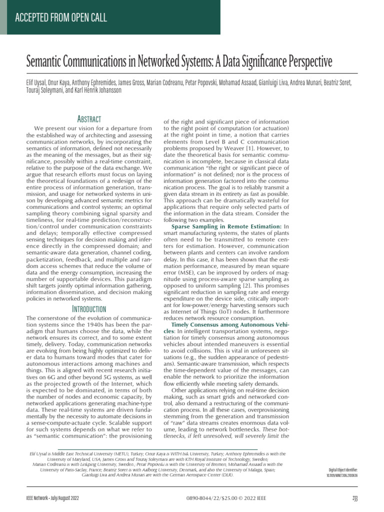 Semantic Communication in Networks | PDF | Information | Data Compression