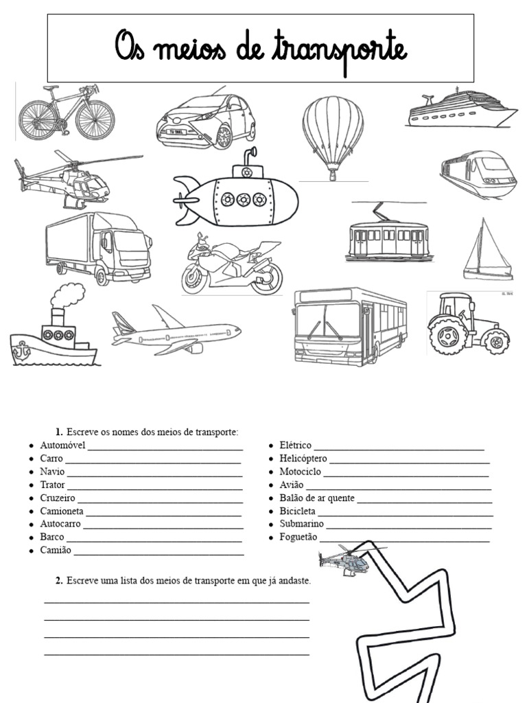 Atividades sobre Meios de Transporte | PDF | Negócios | Casa e Jardim
