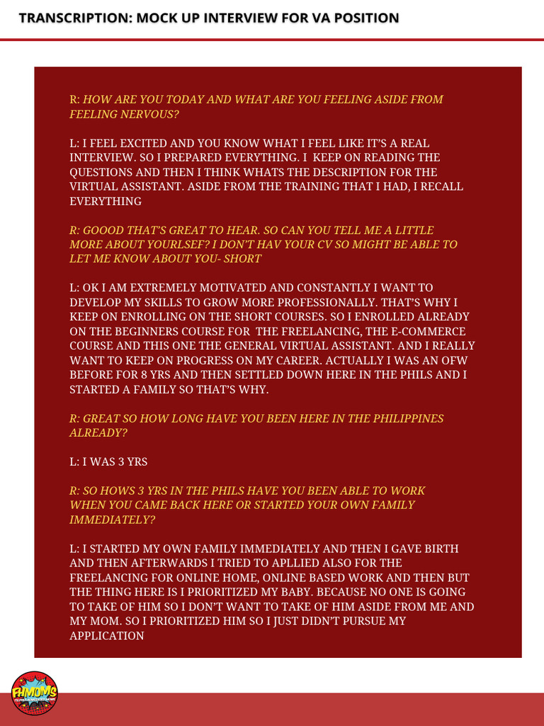 TRANSCRIPTION - Interview With An Actual Employer | PDF | Career ...