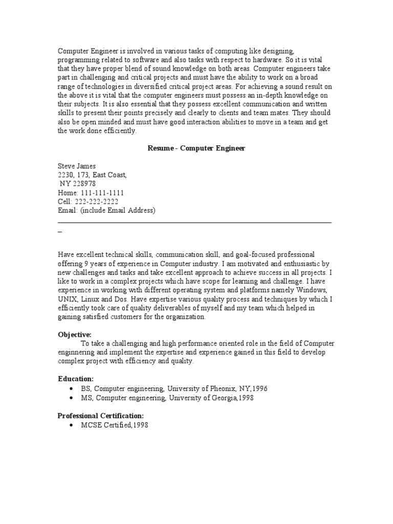 Computer Engineer Resume | PDF