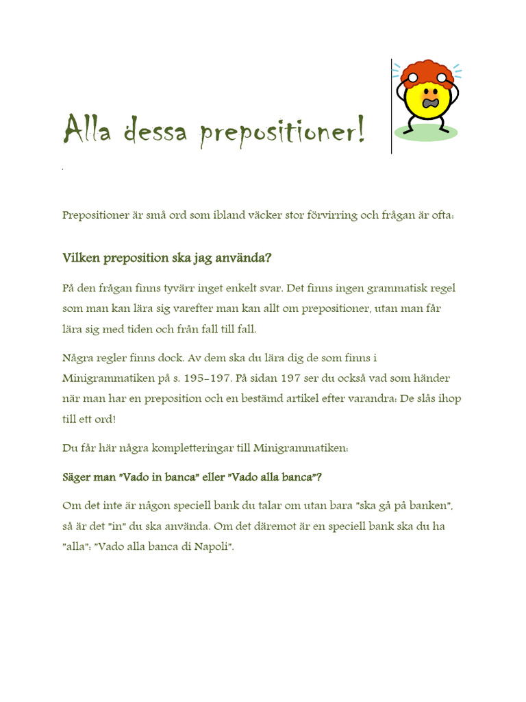 Alla Dessa Prepositioner! | PDF