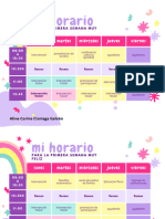 Horario Semanal Arco Iris Colorido Rosa Amarillo Verde Agua y Lila