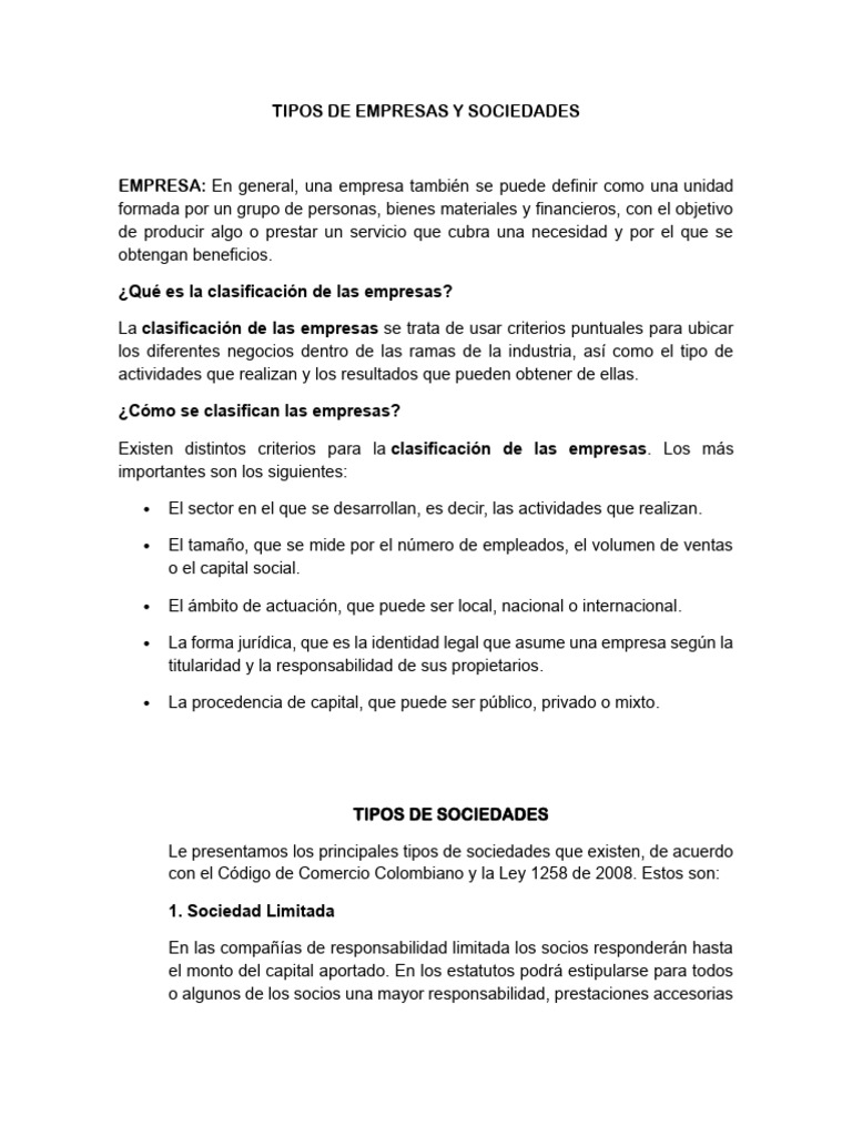 Tipos De Empresas Y Sociedades – REMIG
