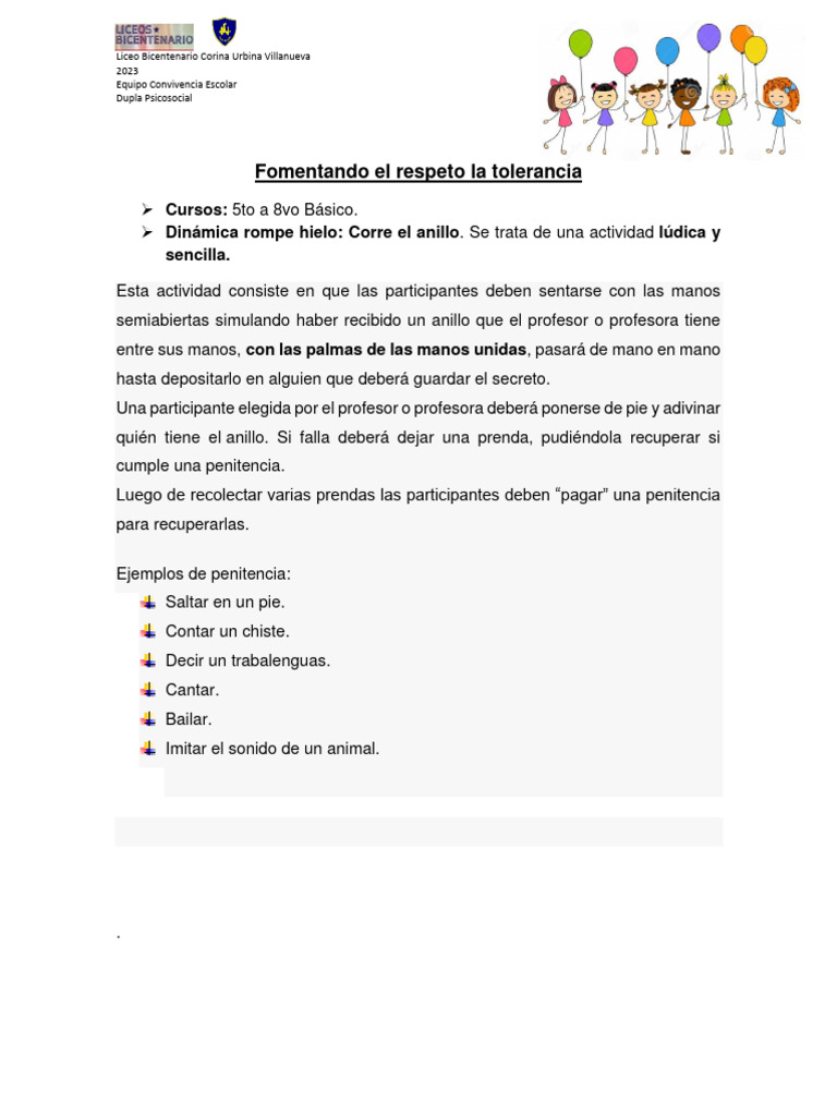 Fomentando Respeto y Tolerancia Escolar | PDF