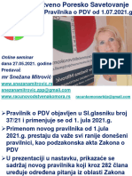 Prezentacija Novi Pravilnik o PDV Primena Od 1.7.2021.g.