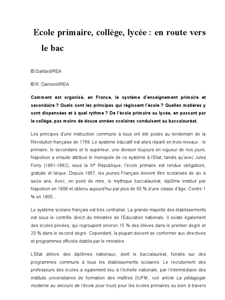 Ecole Primairecollège Lycée