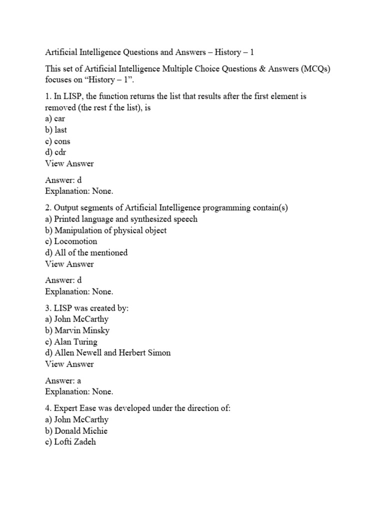 Ai mcqs pdf artificial intelligence intelligence ai semantics