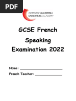 GCSE French Speaking Examination 2022