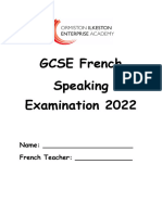 GCSE French Speaking Examination 2022