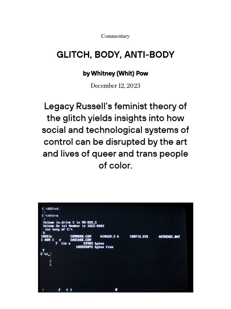Pow, Glitch, Body, Anti-Body - Outland | Download Free PDF | Feminism ...