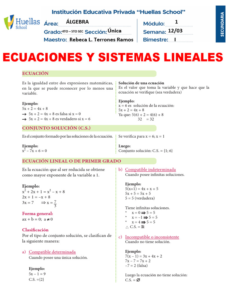 Álgebra - Tema 1 | PDF | Ecuaciones | Variable (Matemáticas)