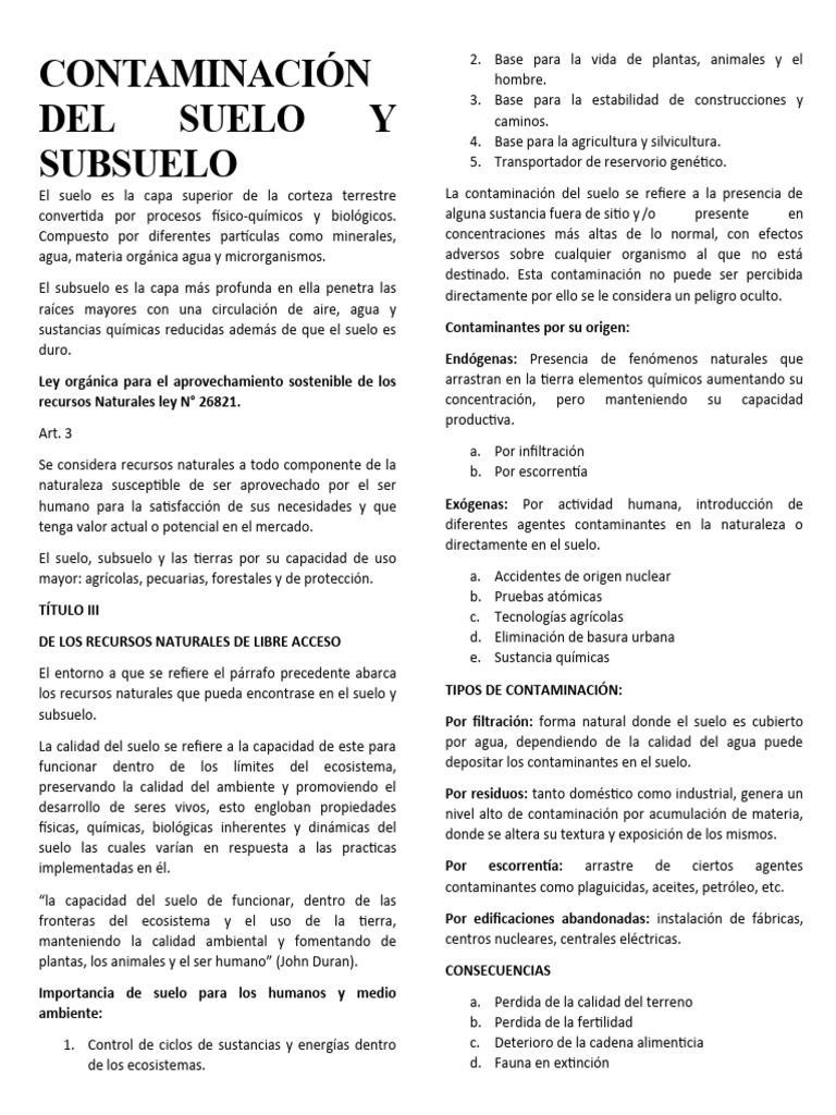 Contaminación Del Suelo y Subsuelo Desde La Perspectiva Biologica | PDF ...
