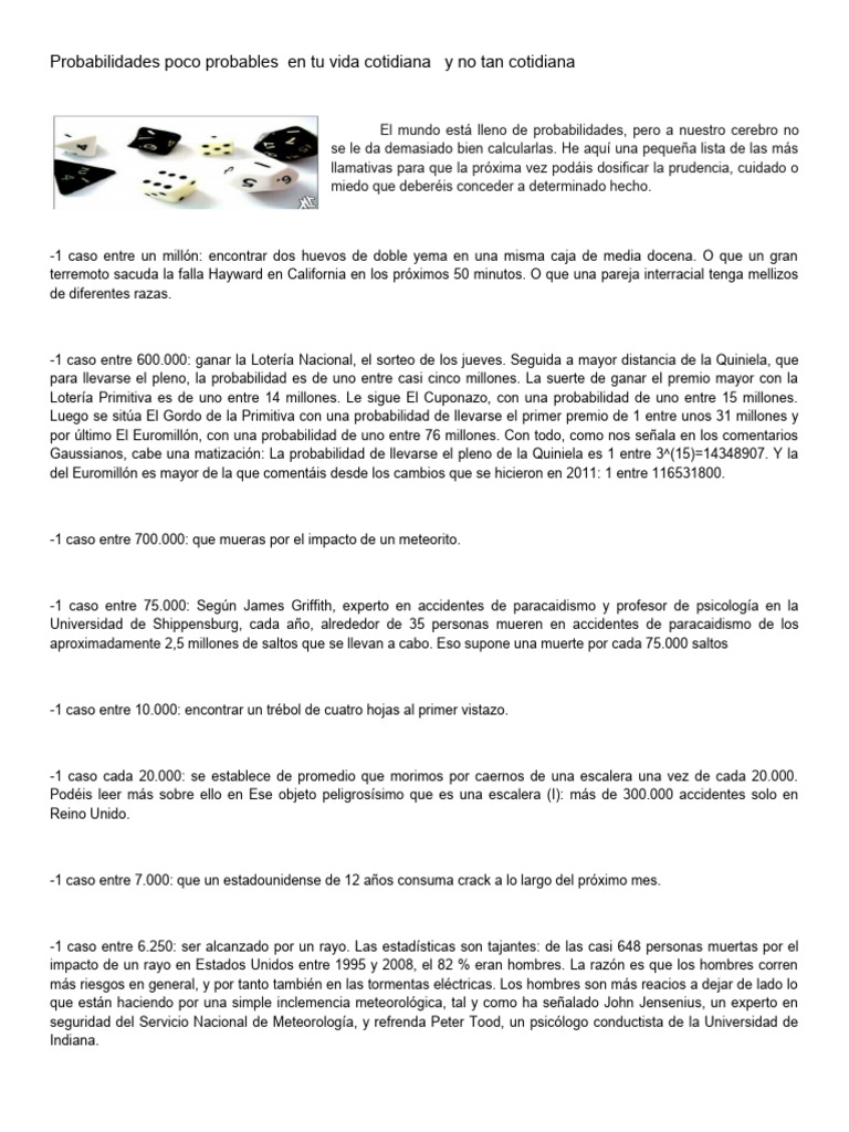 Probabilidades Inusuales en la Vida Cotidiana | PDF