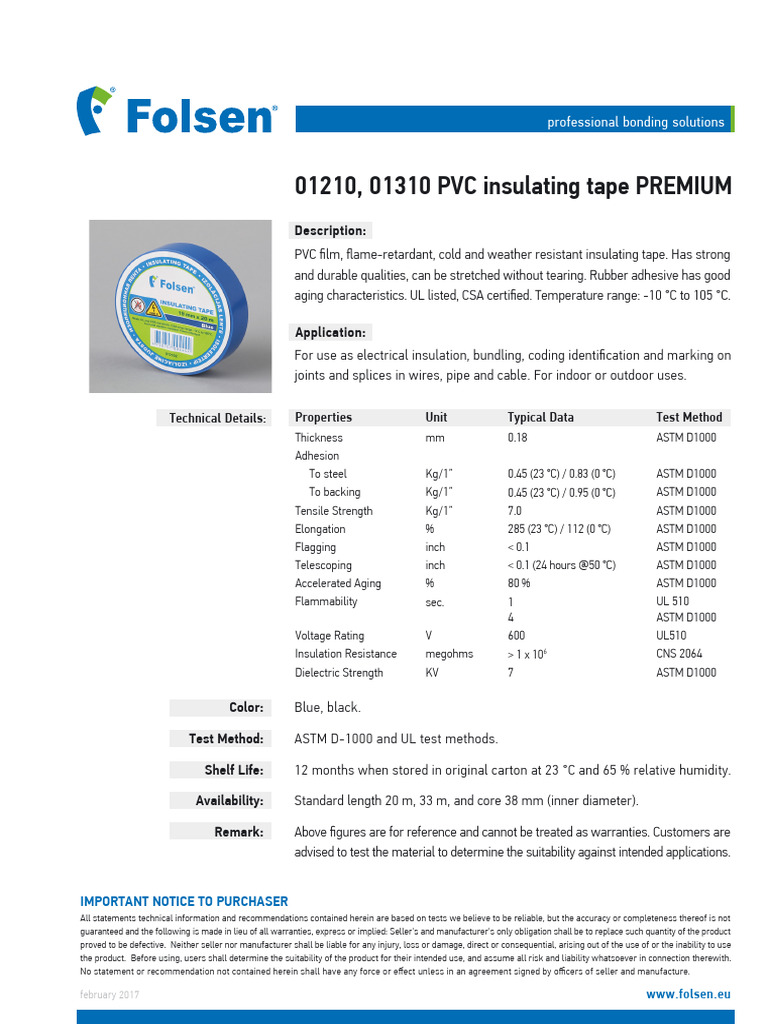 UL 510 PVC Insulation Tape Details | PDF | Insulator (Electricity ...