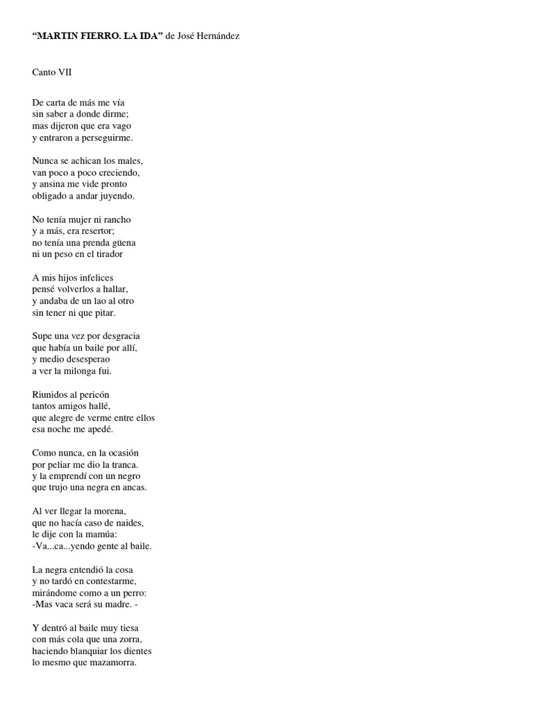 Martín Fierro Canto Vii Pdf