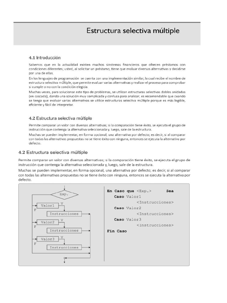 S04.s1 - Estructura Condicional, Sentencia SWITCH CASE | PDF