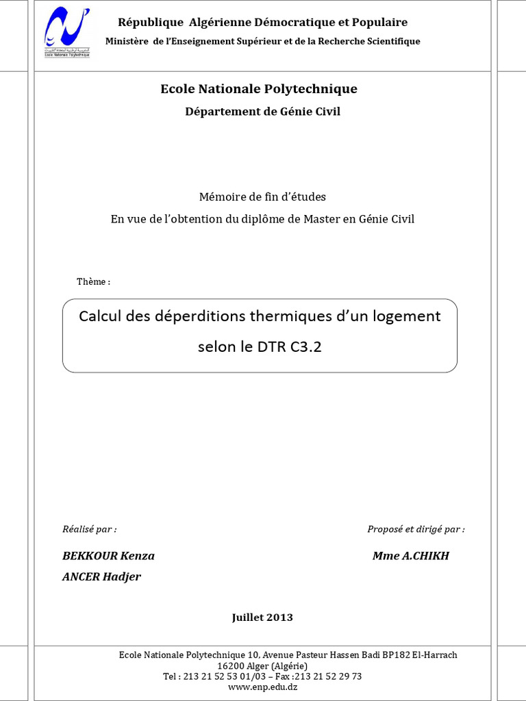 Calcul Des Déperditions Thermiques D'un Logement PDF Isolation — free download