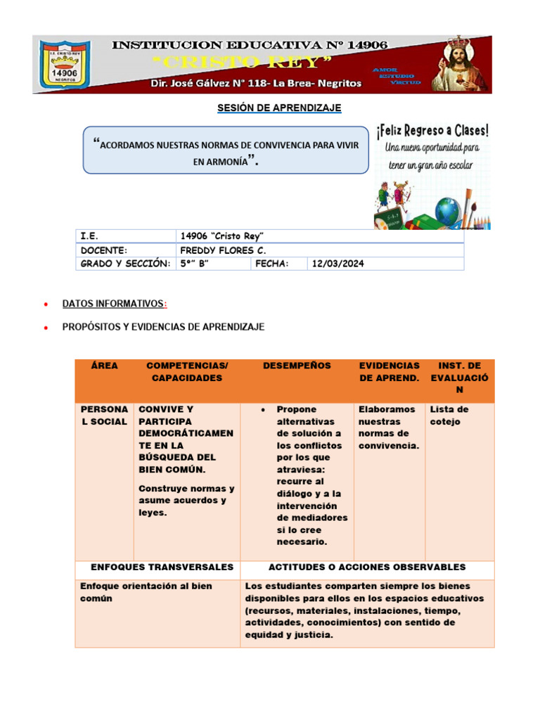 Normas de Convivencia en el Aula | PDF | Aprendizaje | Modificación de ...