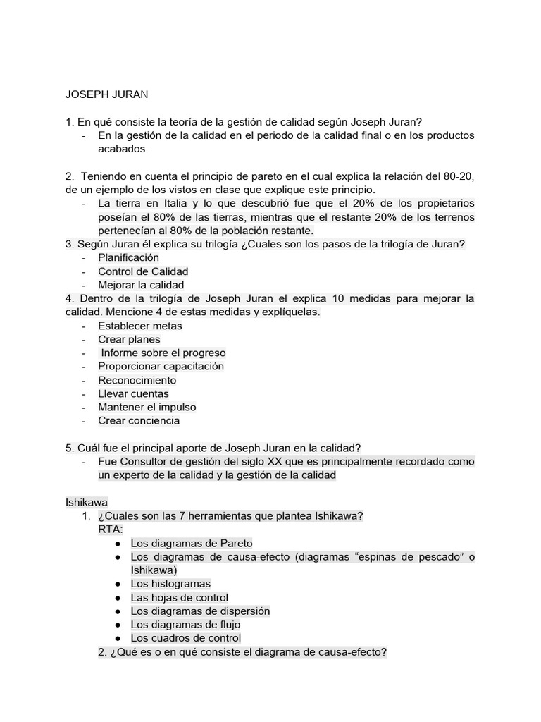 Trilogía de Juran en Gestión de Calidad | PDF | Calidad (comercial ...