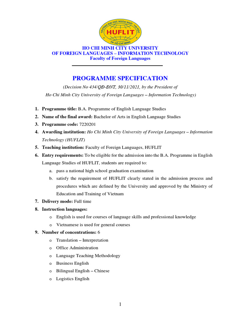 B.A. in English Language Studies Program | PDF | Educational Assessment ...