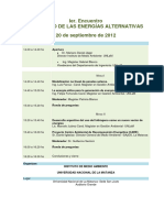 Programa 1er Encuentro Futuro de Energías Alternativas 10-9-2012