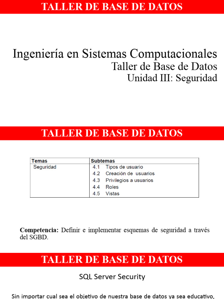 Seguridad en Bases de Datos SQL Server | PDF | Servidor SQL de ...