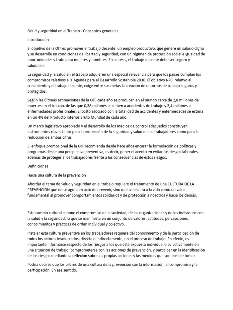 Cultura de Prevención en el Trabajo | PDF | Organización Internacional ...