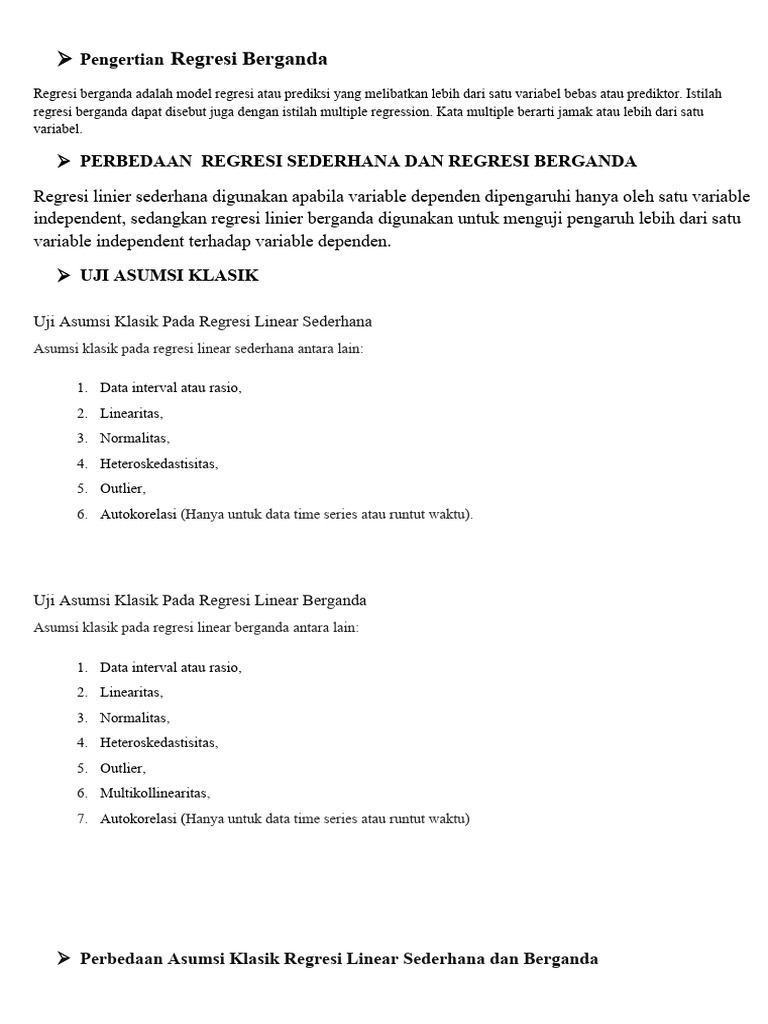 Pengertian dan Perbedaan Regresi Berganda | PDF
