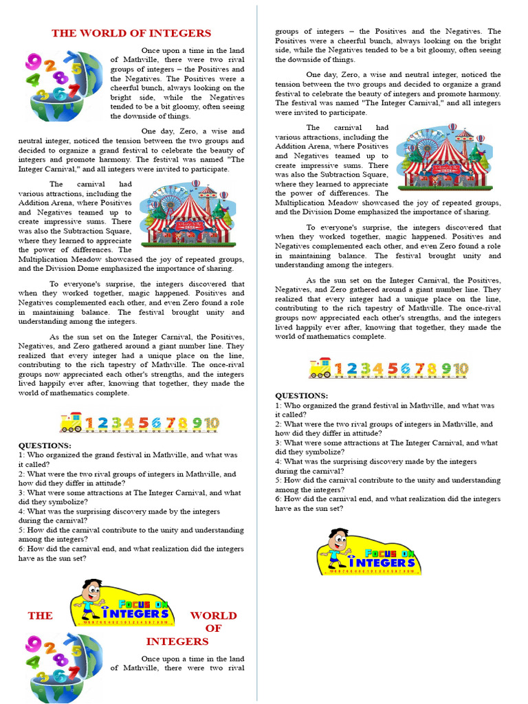 Integer Carnival: Unity in Mathville | PDF | Numbers | Integer