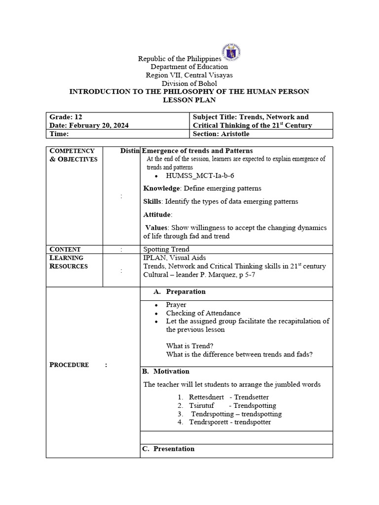 Lesson Plan - Trends 2 | PDF | Consumer Behaviour | Lesson Plan