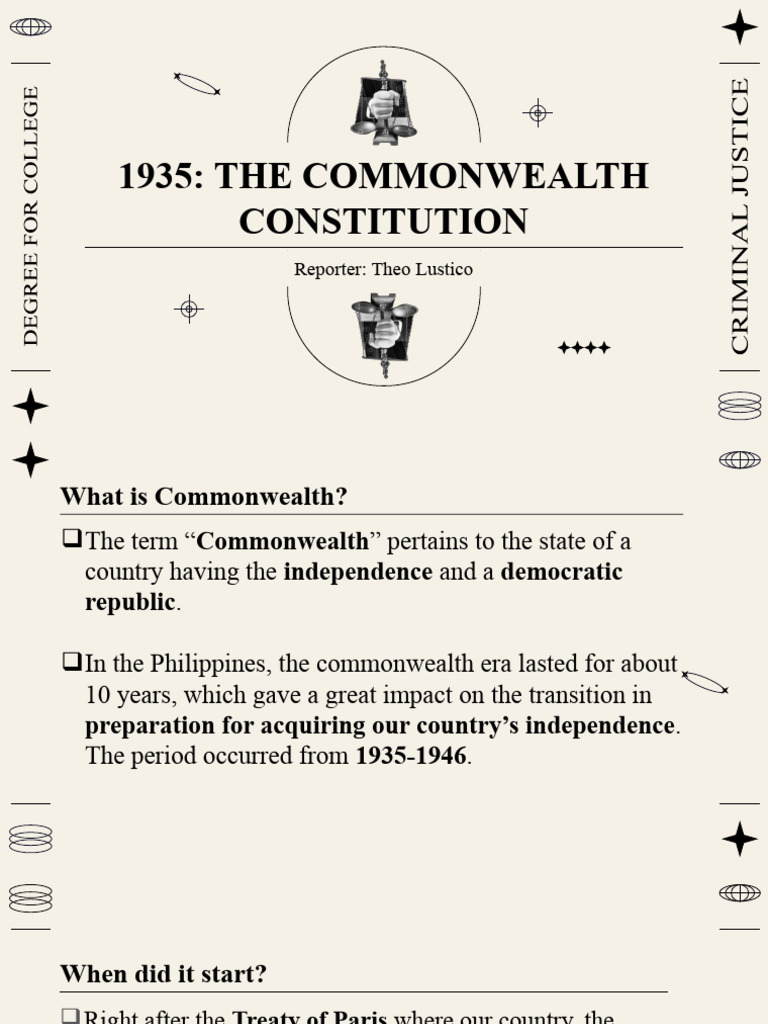 1935 Philippine Commonwealth Overview | PDF | Government | Philippines