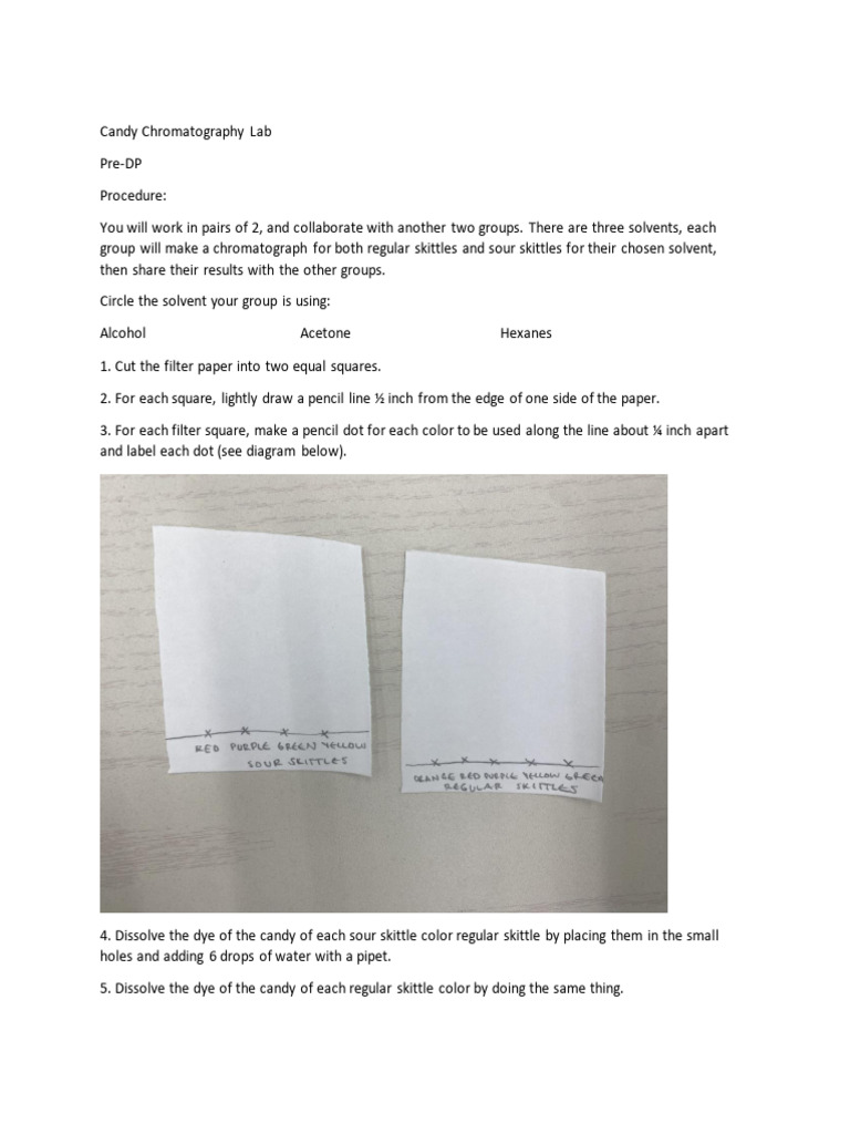 Candy Chromatography Lab Pdf Chromatography Solvent