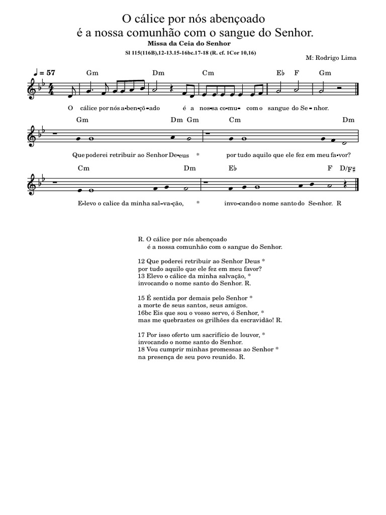Missa Da Ceia Do Senhor Ano B Salmo 115 O C lice Por N s Aben oado 