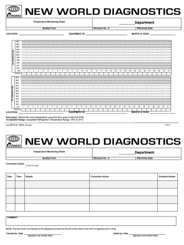 Daily Temperature Monitoring Sheet | PDF