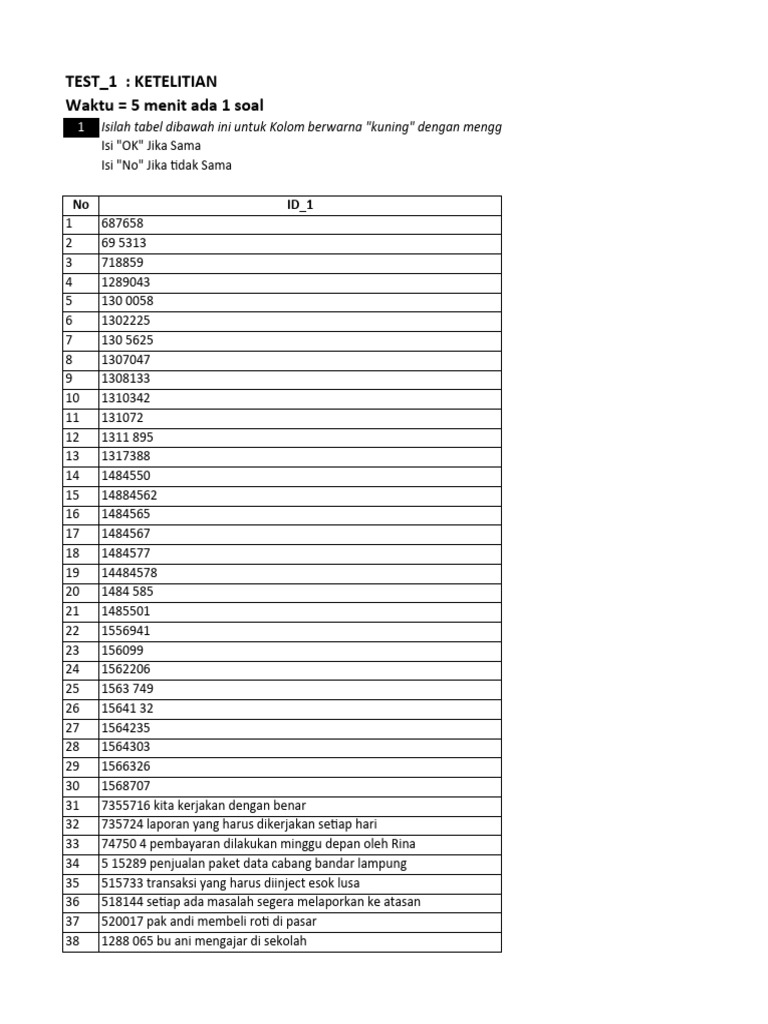 Soal Tes Rumus Excel Dasar | PDF
