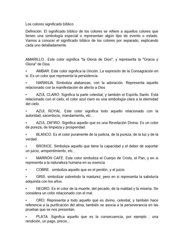 Los Colores Significado Bíblico | PDF | Color | Teología