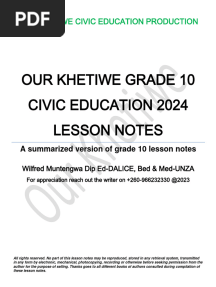 Our Khetiwe Grade 10 Civic Education 2024