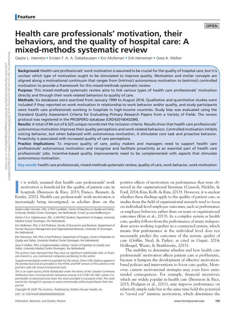 Health Care Professionals Motivation, | PDF | Motivation | Motivational