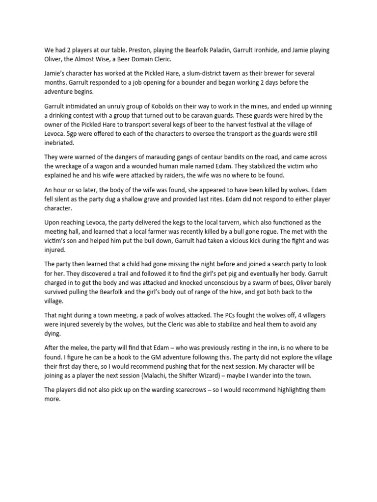 Steve's Table, Session 1 PDF