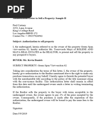 Authorization To Sell Property Sample