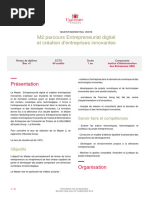 M2 Parcours Entrepreneuriat Digital Et Création D'entreprises Innovantes