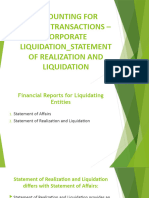 ACCOUNTING For SPECIAL TRANSACTIONS - Corporate Liquidation Statement of Realization and Liquidation