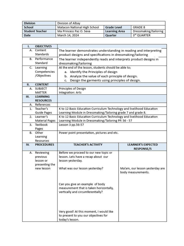 Lesson Plan For Final Demo 3 | PDF | Learning | Curriculum
