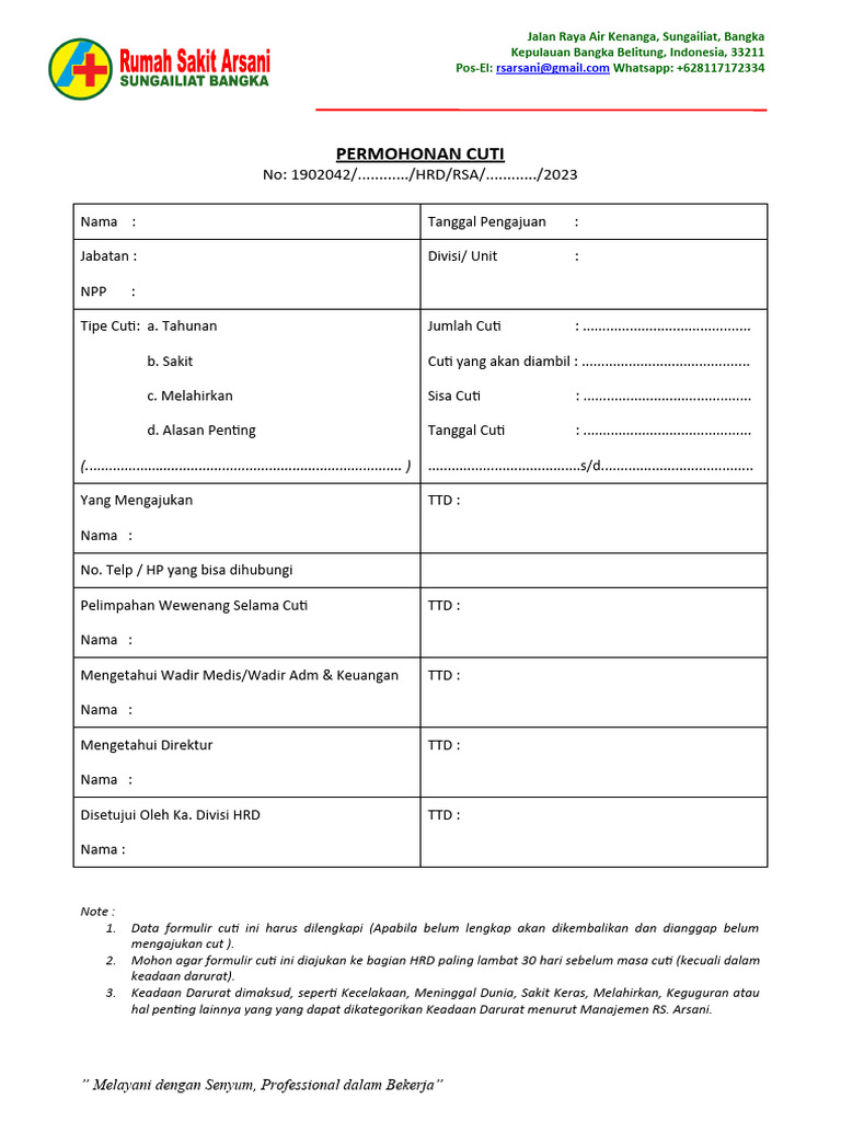 Formulir Permohonan Cuti Karyawan | PDF