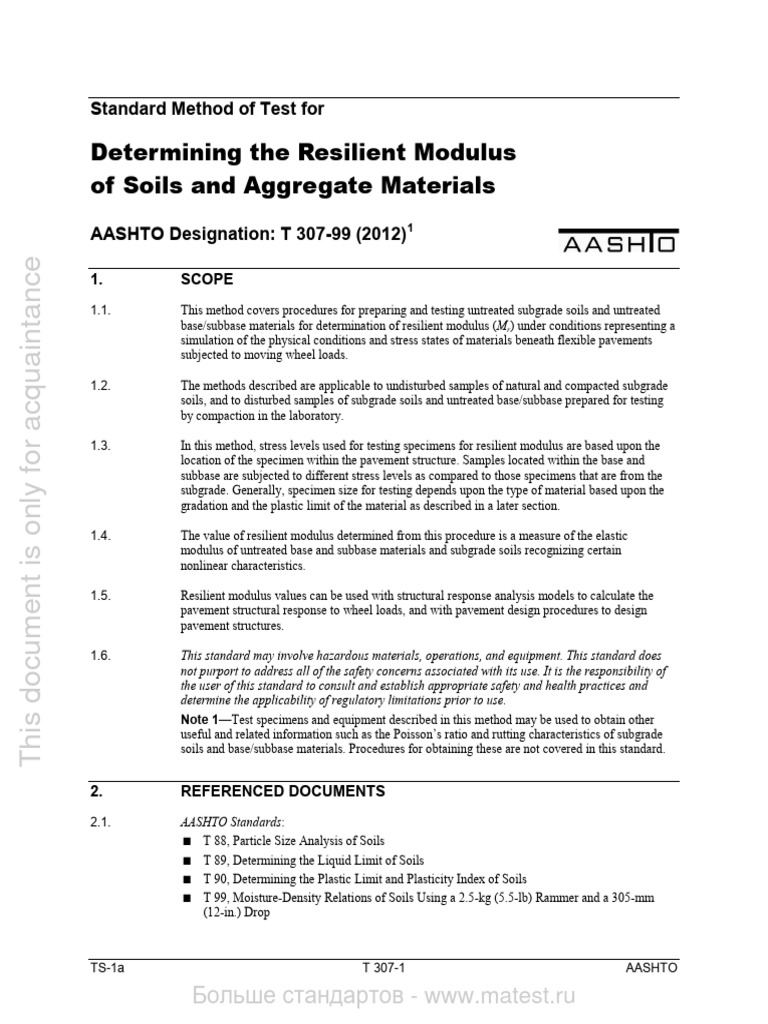 AASHTO T 307 Resilient Modulus Test | PDF | Young's Modulus | Stress ...