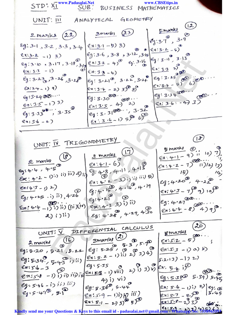 11th Business Maths Important Questions | PDF