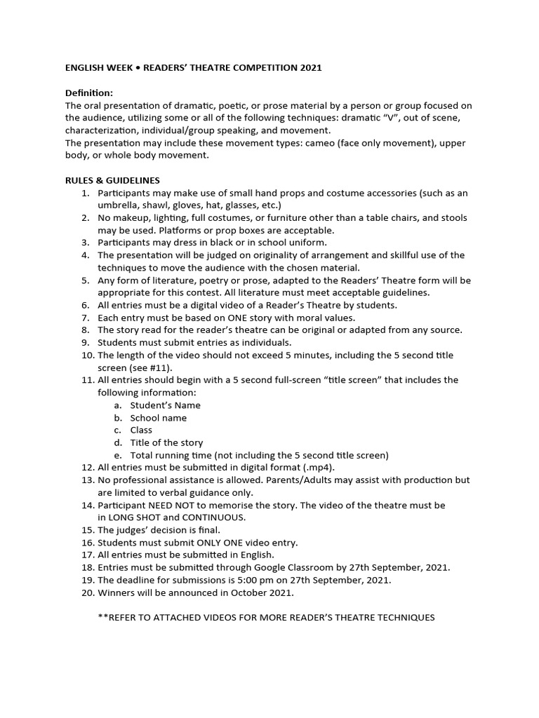 Readers theatre 2021 pdf theatre